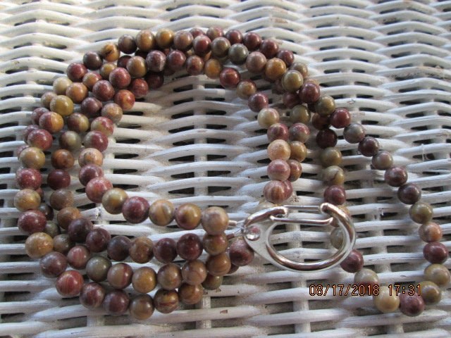 Lanyard, Chinese Rainbow 6mm Jasper Beaded Lanyard, 1710, detail 2