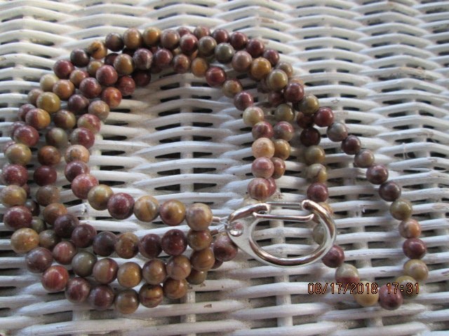 Lanyard, Chinese Rainbow 6mm Jasper Beaded Lanyard, 1710, detail 3