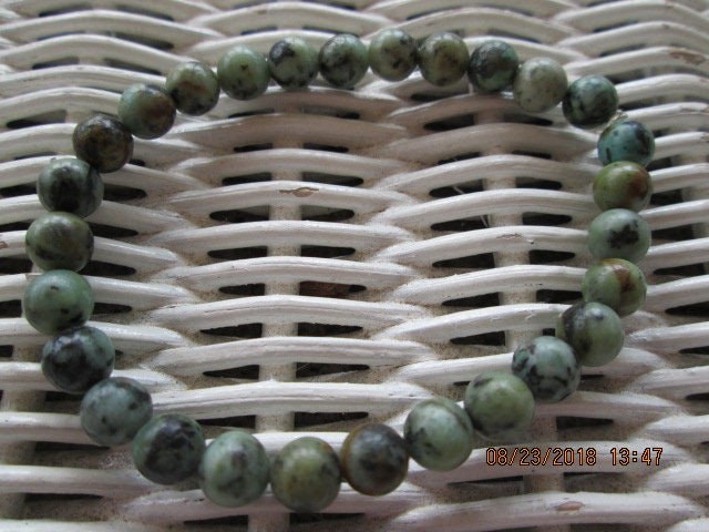 Handmade African Turquoise Bead Bracelet, 6mm Gemstone,BUY one GET one FREE, 1392