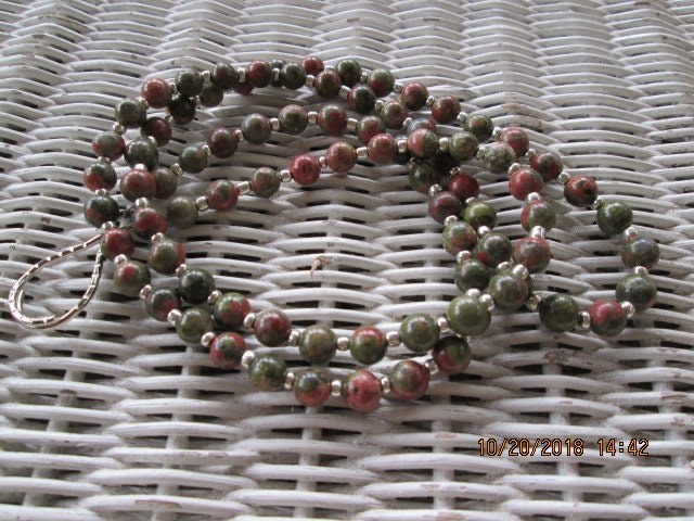 Lanyard, Unakite 8mm Beaded Lanyard, 733