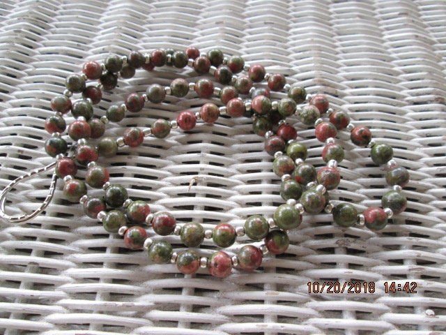Lanyard, Unakite 8mm Beaded Lanyard, 733, detail 2