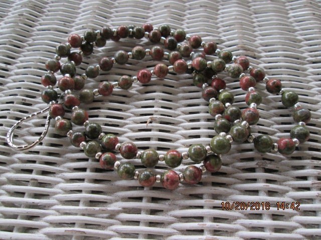 Lanyard, Unakite 8mm Beaded Lanyard, 733, detail 3