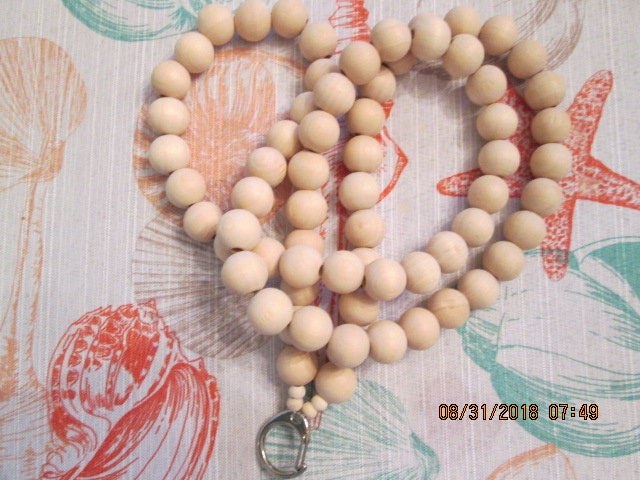 Lanyard, Natural Wood 15mm Handmade Beaded Lanyard, 1714, detail 5