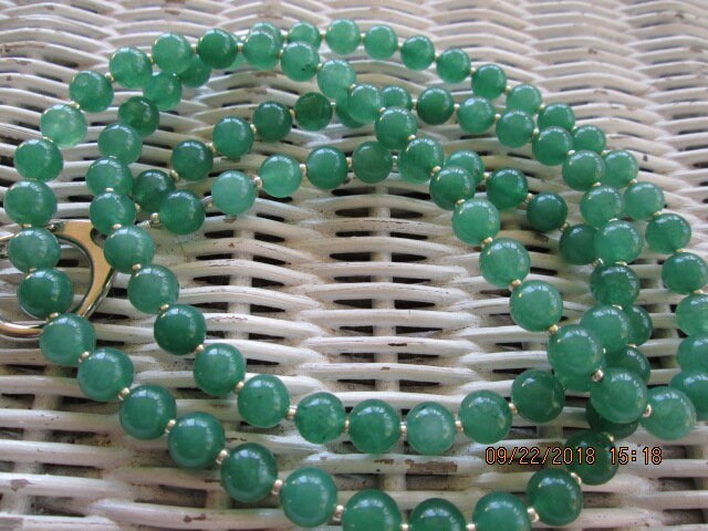Green Aventurine 8mm Beaded Lanyard, Natural Gemstone ID Badge Holder Necklace, Eyeglass Chain, Teacher Nurse Gift, Handmade, detail 2