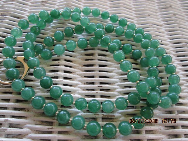 Green Aventurine 8mm Beaded Lanyard, Natural Gemstone ID Badge Holder Necklace, Eyeglass Chain, Teacher Nurse Gift, Handmade, detail 4