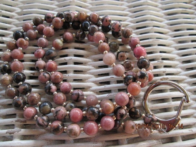Lanyard, Rhodonite 6mm Beaded Lanyard, 729, detail 3