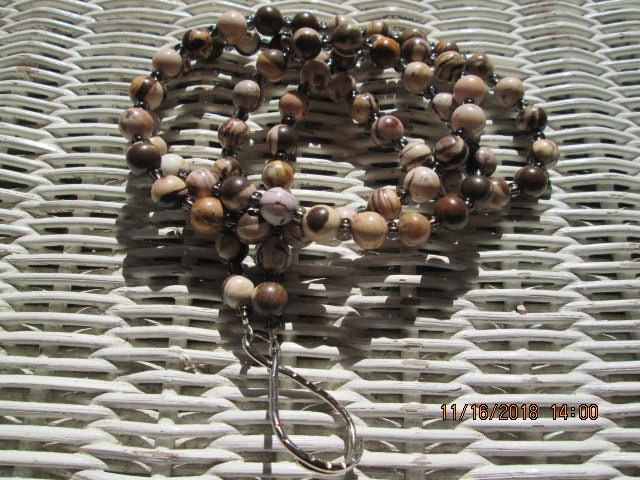 Lanyard, Zebra Stone 8mm Beaded Lanyard, 744