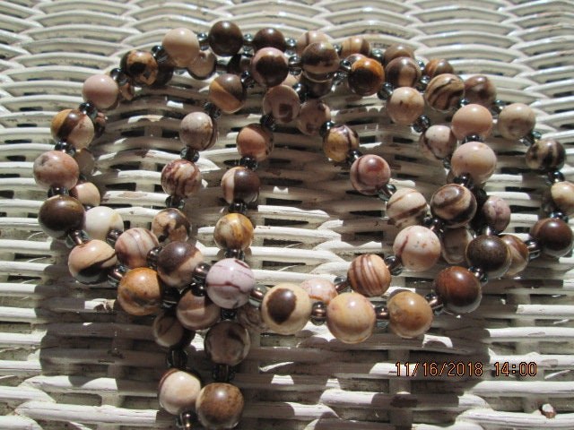 Lanyard, Zebra Stone 8mm Beaded Lanyard, 744, detail 2