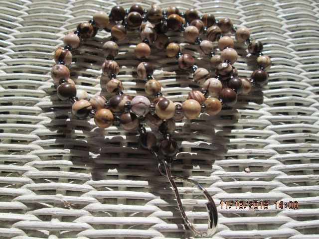 Lanyard, Zebra Stone 8mm Beaded Lanyard, 744, detail 3