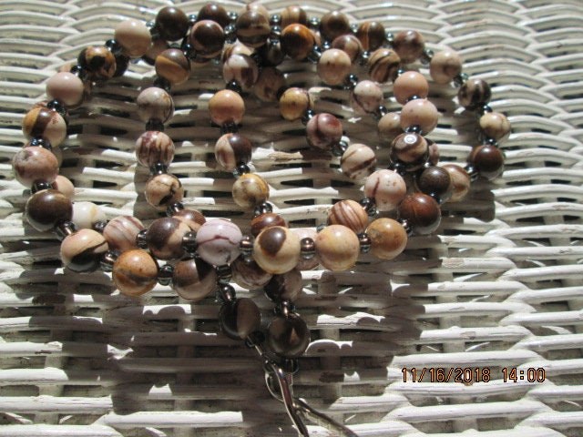 Lanyard, Zebra Stone 8mm Beaded Lanyard, 744, detail 4