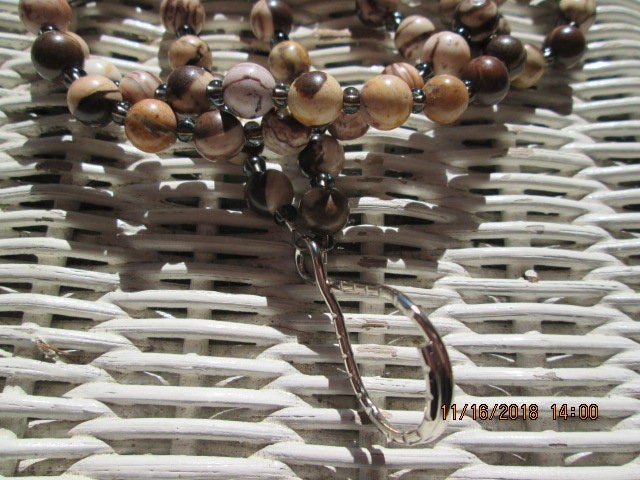 Lanyard, Zebra Stone 8mm Beaded Lanyard, 744, detail 5