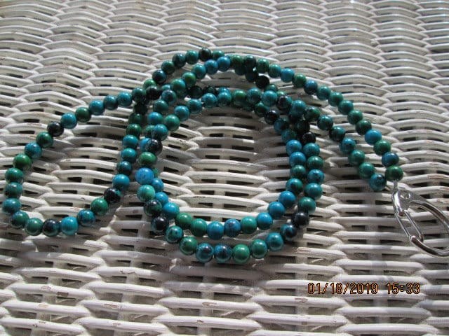 Australian Jasper Beaded Lanyard, Blue Gemstone ID Badge Holder Necklace, Eyeglass Chain, Teacher Nurse Gift, Handmade, detail 2