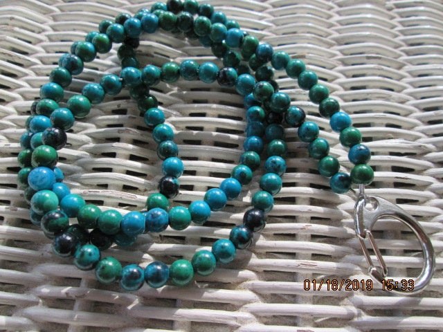 Australian Jasper Beaded Lanyard, Blue Gemstone ID Badge Holder Necklace, Eyeglass Chain, Teacher Nurse Gift, Handmade, detail 4