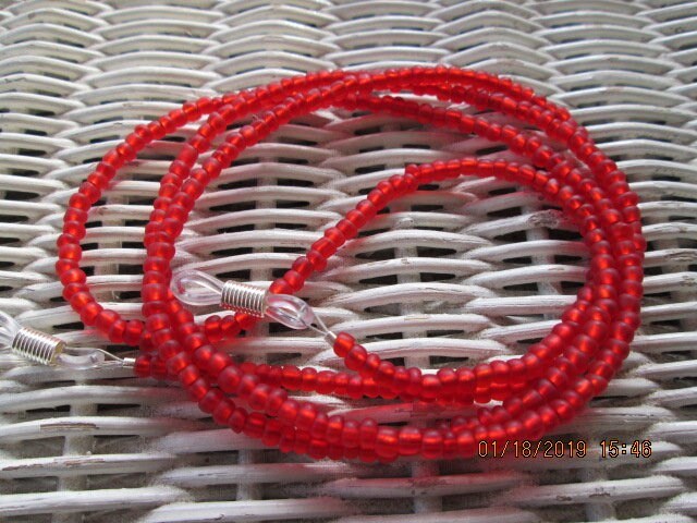 Eyeglass Chain, Red glasses chain, 1017, detail 2