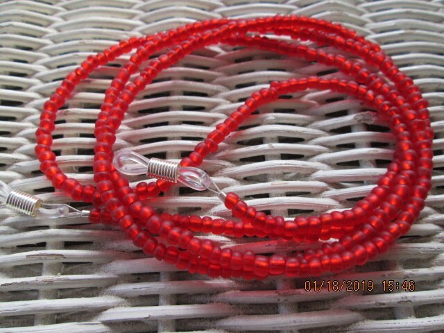 Eyeglass Chain, Red glasses chain, 1017, detail 3