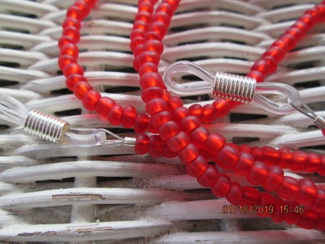 Eyeglass Chain, Red glasses chain, 1017, detail 4