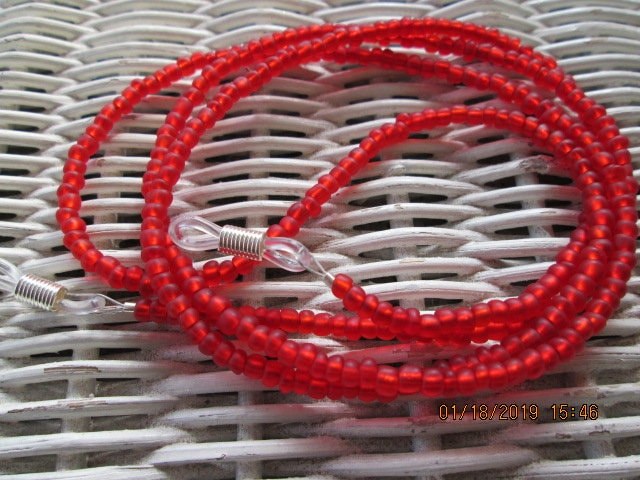 Eyeglass Chain, Red glasses chain, 1017, detail 5