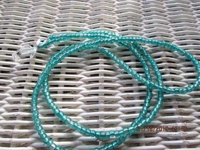 Eyeglass Chain, Teal Beaded glasses chain, 1018