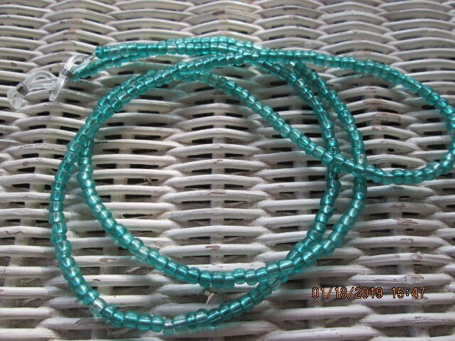 Eyeglass Chain, Teal Beaded glasses chain, 1018, detail 2