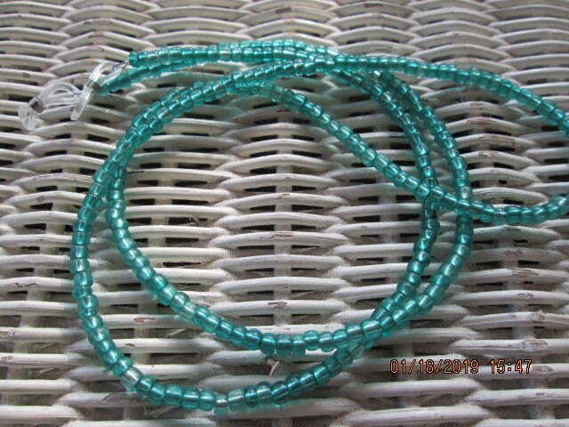 Eyeglass Chain, Teal Beaded glasses chain, 1018, detail 3