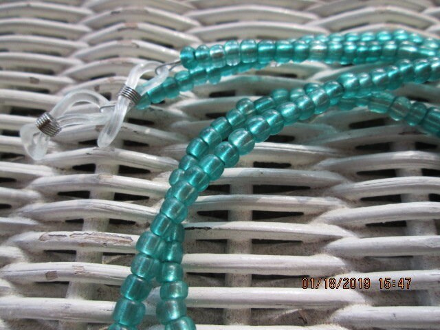 Eyeglass Chain, Teal Beaded glasses chain, 1018, detail 4