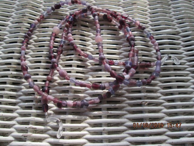 Handmade Purple Beaded Eyeglass Chain: Glass Bead Wire, 1019, detail 2