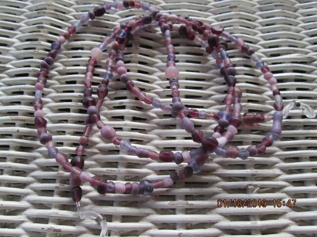Handmade Purple Beaded Eyeglass Chain: Glass Bead Wire, 1019, detail 5