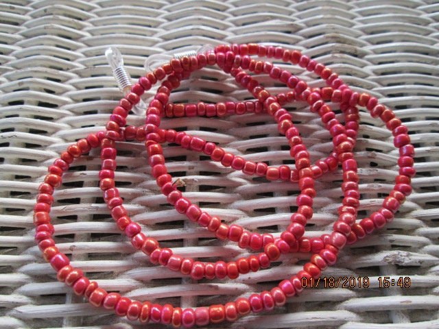 Red eyeglasses chain, Handmade Bead Eyeglass Chain, 1021, detail 2