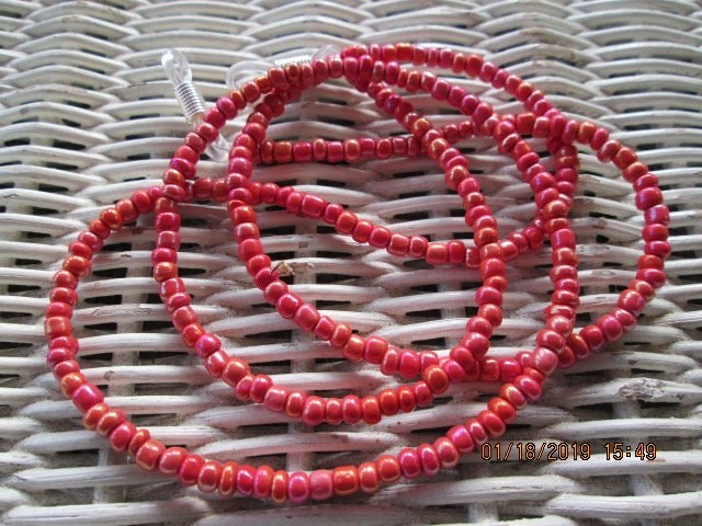 Red eyeglasses chain, Handmade Bead Eyeglass Chain, 1021, detail 3