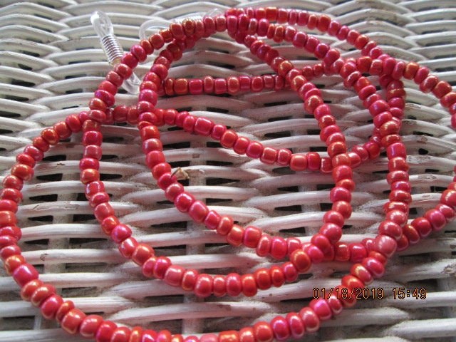Red eyeglasses chain, Handmade Bead Eyeglass Chain, 1021, detail 4