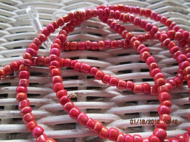Red eyeglasses chain, Handmade Bead Eyeglass Chain, 1021, detail 5