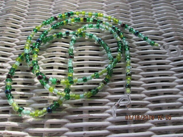 Eyeglass Chain, Emerald Beaded Glasses Chain, 1023, detail 4