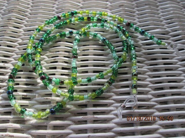 Eyeglass Chain, Emerald Beaded Glasses Chain, 1023, detail 5