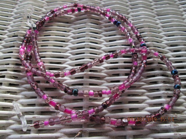 Eyeglass Chain, Amethyst Beaded glasses chain, 1024, detail 2
