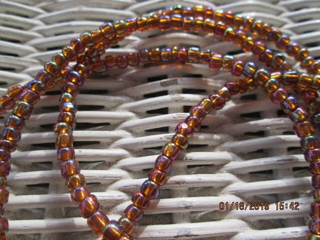 Handmade Beaded Eyeglass Chain: Dark Topaz AB Glass Beads, 1009, detail 5