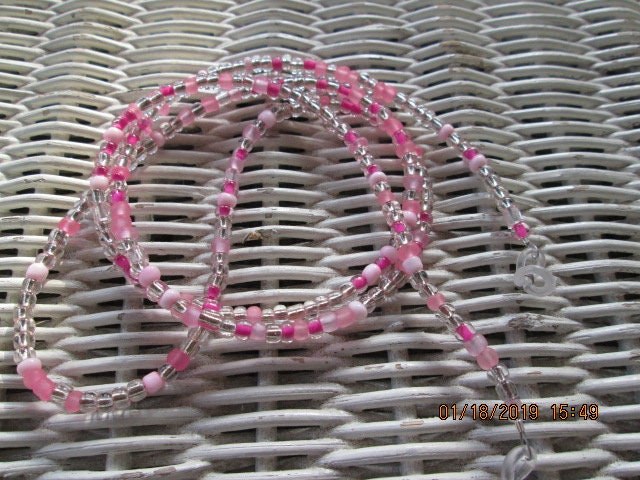 Handmade Pink Beaded Eyeglass Chain: Czech Glass Beads, 1022