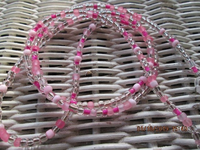 Handmade Pink Beaded Eyeglass Chain: Czech Glass Beads, 1022, detail 2