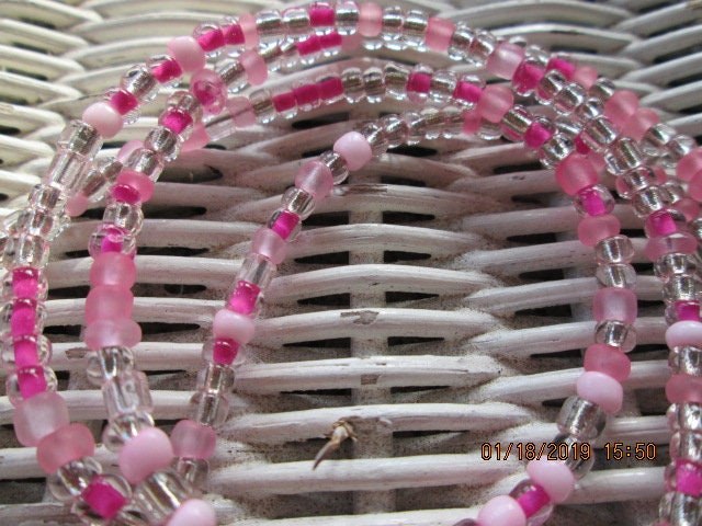 Handmade Pink Beaded Eyeglass Chain: Czech Glass Beads, 1022, detail 5