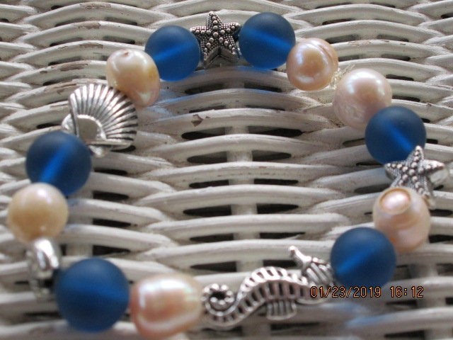 Bracelet, Pearl, Sealife, Seaglass Bracelet, 1396