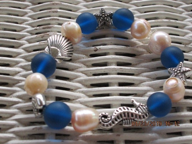 Bracelet, Pearl, Sealife, Seaglass Bracelet, 1396, detail 3