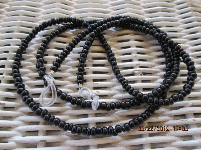 Eyeglass chain, Black Beaded Glasses Chain, 1029
