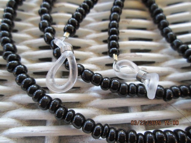Eyeglass chain, Black Beaded Glasses Chain, 1029, detail 2