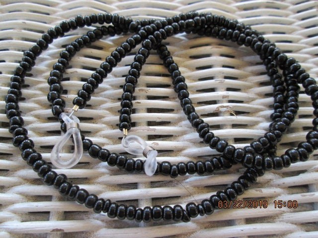 Eyeglass chain, Black Beaded Glasses Chain, 1029, detail 3