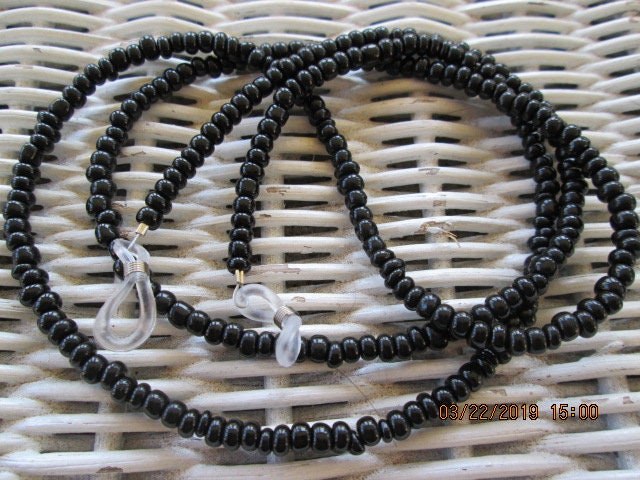 Eyeglass chain, Black Beaded Glasses Chain, 1029, detail 5