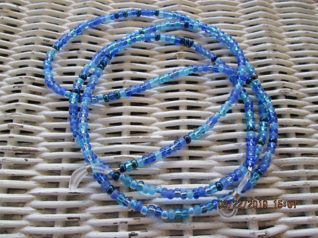 Aqua Glasses Chain, Beaded Eyeglass Chain, 1034, detail 2