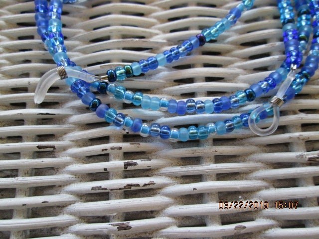 Aqua Glasses Chain, Beaded Eyeglass Chain, 1034, detail 3