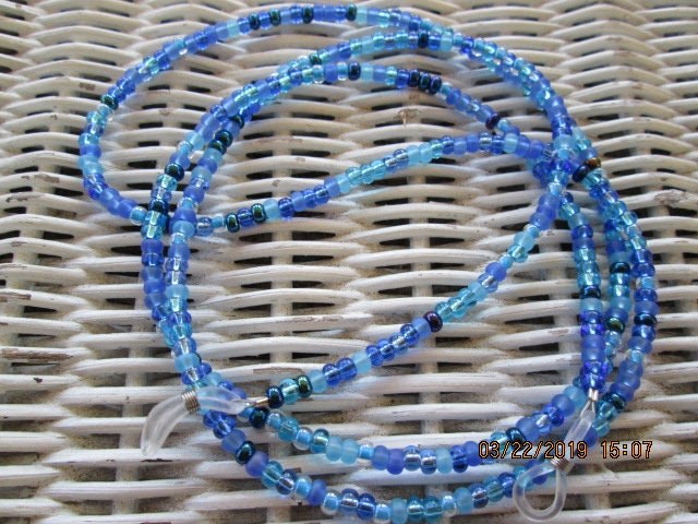 Aqua Glasses Chain, Beaded Eyeglass Chain, 1034, detail 4