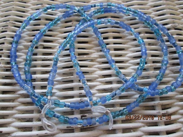 Handmade Blue Beaded Eyeglass Chain, 1033