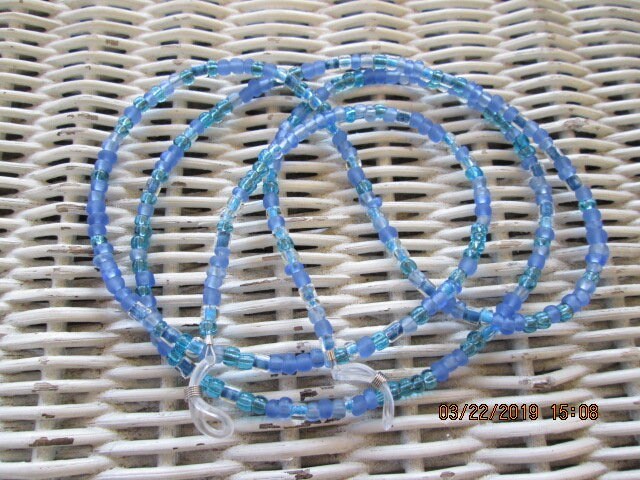 Handmade Blue Beaded Eyeglass Chain, 1033, detail 2