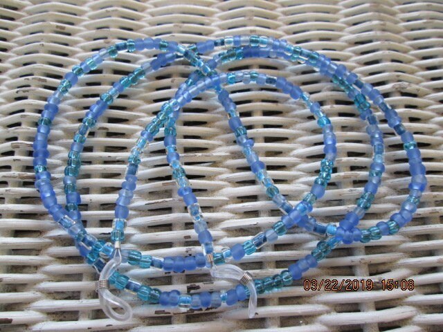 Handmade Blue Beaded Eyeglass Chain, 1033, detail 5
